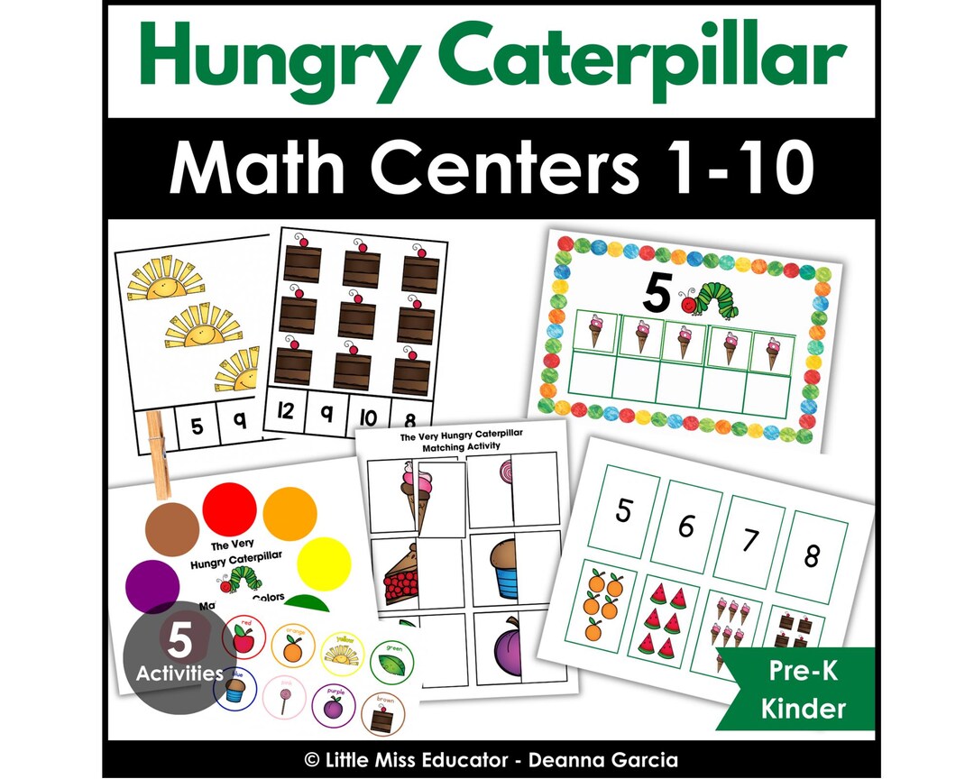Hungry Caterpillar Math Centers Counting 1-10 | Preschool, Pre-k ...