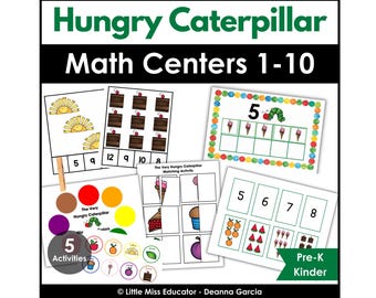 Hungry Caterpillar Math Centers Counting 1-10 | Preschool, Pre-K, Kinder