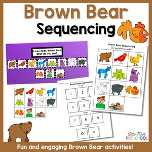 Sequencing Activities Worksheet - Brown Bear (Preschool, Pre-K, Kinder)