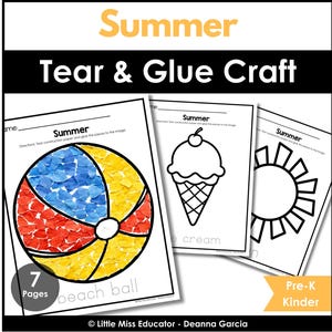 Summer Craft No Prep Scheren en lijmen Knippen PreK OT-activiteit voor peuters