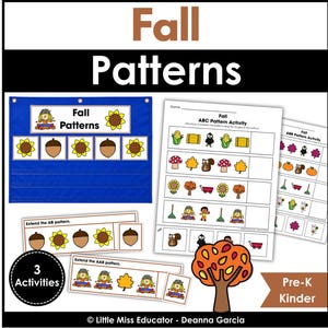Activités pour centre de travail sur les motifs et séquences d'automne (tableau de poche) - Fiches d'activités pour la maternelle