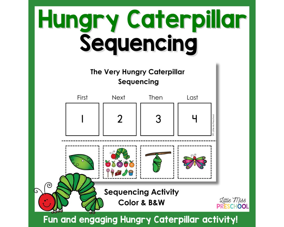 the very hungry caterpillar sequencing activity - etsy