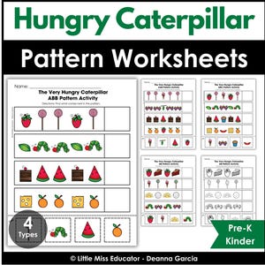 The Hungry Caterpillar Pattern Worksheets | Preschool, Pre-K, Kinder