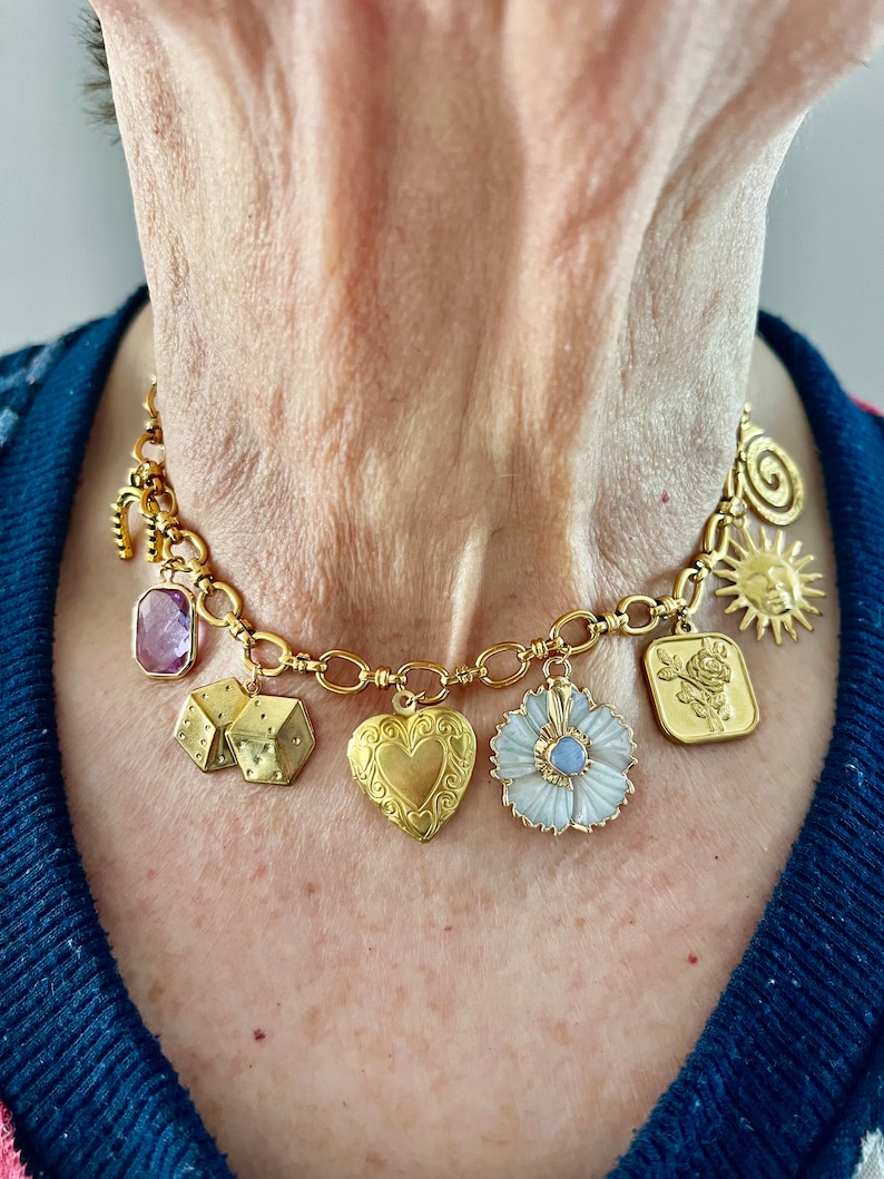 Custom Design Your Own Charm Necklace Gold Ontwerp Je Eigen Bedelketting Goud zdjęcie 4