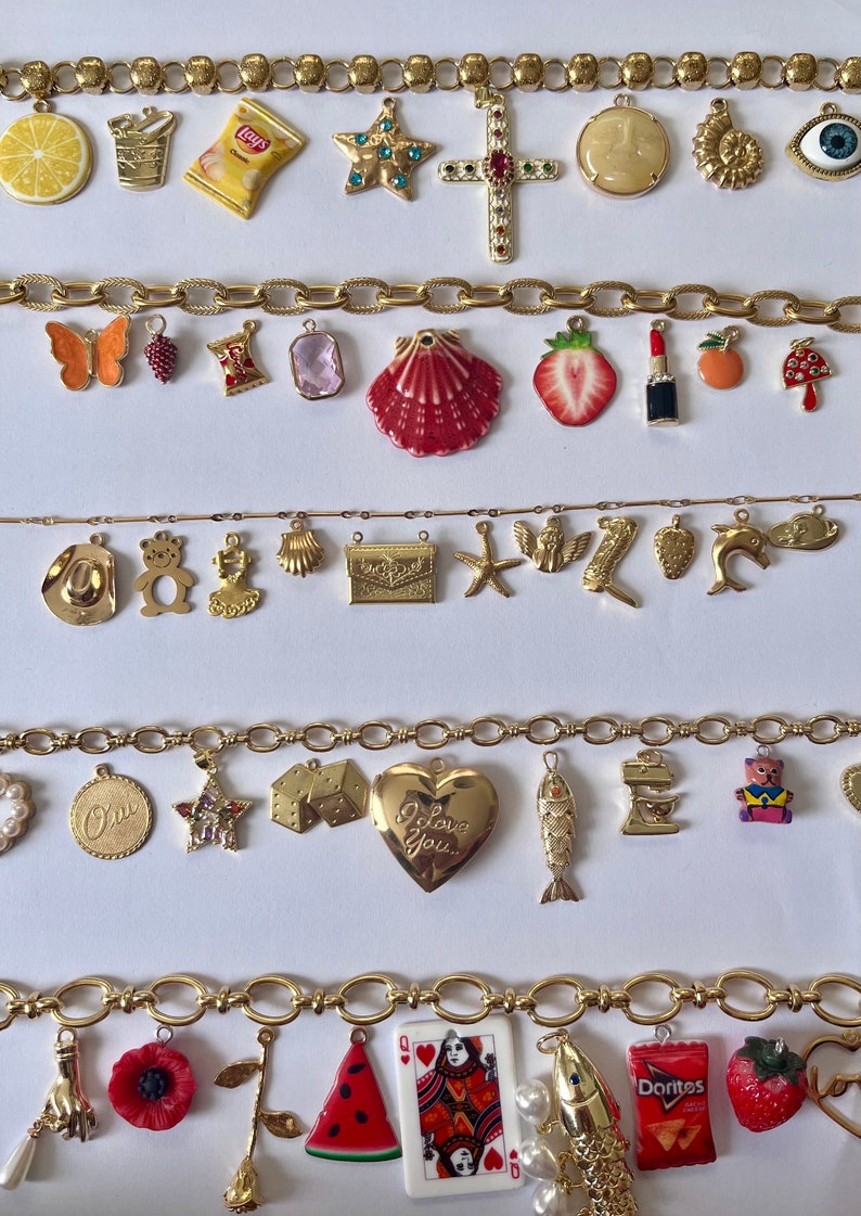 Custom Design Your Own Charm Necklace Gold Ontwerp Je Eigen Bedelketting Goud afbeelding 1