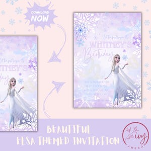 Elsa Birthday Invitation, Frozen theme birthday invitation, frozen birthday, Elsa birthday theme, girls birthday invitation, digital downlad