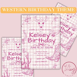 Pink Cowgirl Birthday Invitation: Western Rodeo Party (Digital Download)