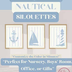 Nautical Wall Art | Nursery Prints | Anchor, Sailboat & Lighthouse Wall Art | Boys’ Room, Nursery or Coastal Home Decor