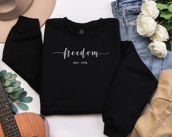 Embroidered Freedom Hoodie, Embroidery Freedom Sweatshirt, Unisex sweatshirt from S to 2X, Patriotic Embroidered Hoodie