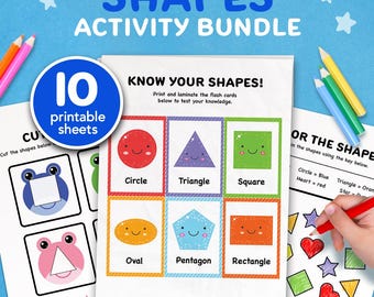 Printable Shapes Worksheet PDF for Preschool | Digital Download Shape Recognition Activities for Early Learners