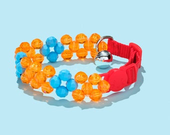 MICROMINI cute XXS collar for cats and little dogs orange and blue