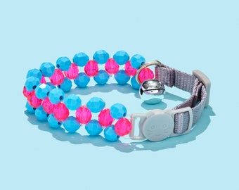 MICROMINI cute XXS collar for cats and little dogs pink and blue