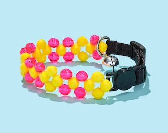 MICROMINI cute XXS collar for cats and little dogs pink yellow