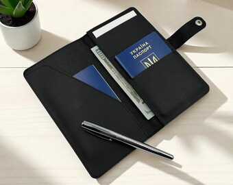 Cartera para pasaporte personalizada, organizador de viaje de cuero, portadocumentos con logotipo personalizado
