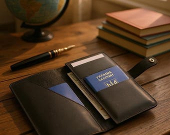 Leather Travel Organizer, Passport Wallet, Document Holder, Card Cash Ticket Case
