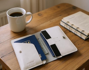Personalized Leather Travel Wallet, Passport Holder Organizer, Handmade Document Wallet, Leather Card & Cash Travel Case