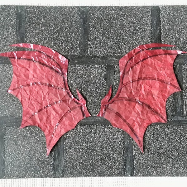 Bright Red Large Realistic Dragon Wings Wall Art; Medieval Gargoyle Wings Wall Hanging; 3D Textured Gothic Art; Fantasy Dragon Wing Picture