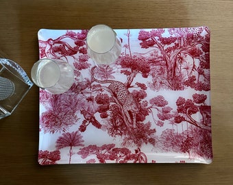 Plateau de table décoratif acrylique Animalia chic & élégant - Une magnifique Toile de Jouy - Cadeau idéal pour la Fête des Mères