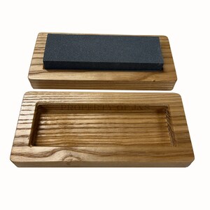 Hardwood knife sharpening stone holder