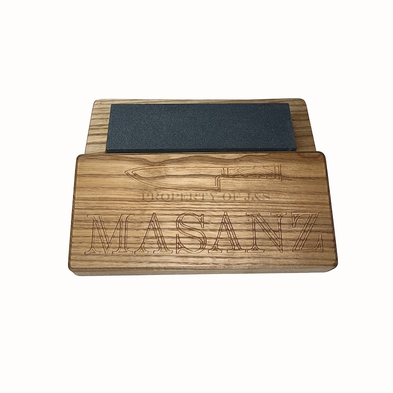 Hardwood knife sharpening stone holder