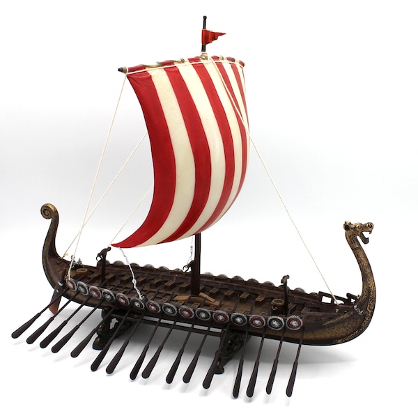 Wikingerschiff mit Drachenkopf fertiges Modell Drachenschiff Wikinger Boot