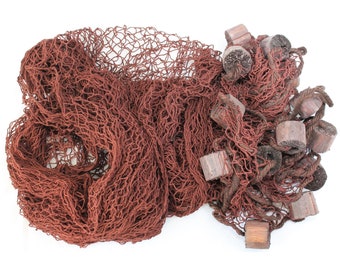 Decorative net fishing net approx. 250 x 250 cm BROWN cotton mesh 2 x 2 cm with floats