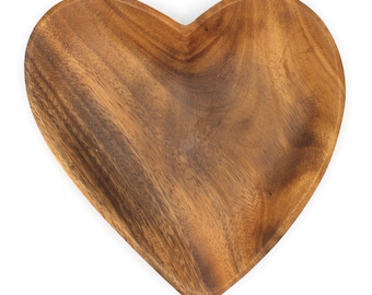 Plate heart 20 cm made of acacia wood handmade dessert plate