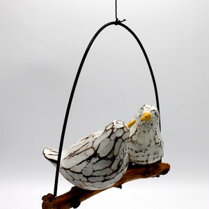 Two seagulls hanging on a branch, handmade from wood image 4