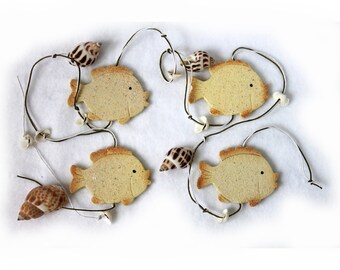 Garland window decoration 130 cm with real shells wall decoration fish