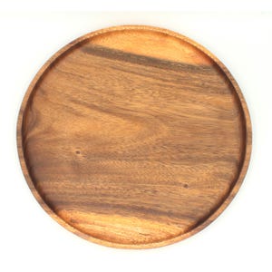 Piatto rotondo Ø 30 cm rustico in legno di acacia grande piatto decorativo vassoio piatto per pizza