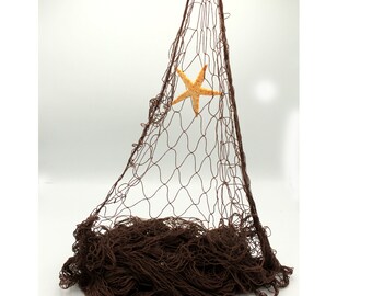 Decorative fishing net BROWN approx. 200 x 400 cm cotton mesh 4 x 4 cm