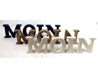 4 wooden letters MOIN height 8 cm depth 2 cm 3 D decoration