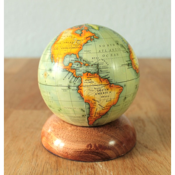 Globus auf Holzsockel 13cm Antik-Dekoration Ø 10cm