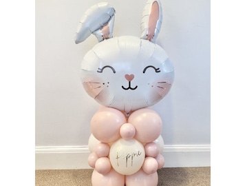 Diy Large Easter Decoration Bunny Pink Balloon Set, No helium, Balloon Sculpture