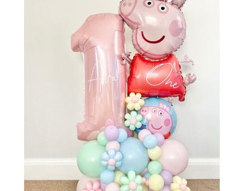 DIY Extra Large Peppa Pig Personalised Balloon Stack Structure, Peppa Pig Birthday, First Birthday
