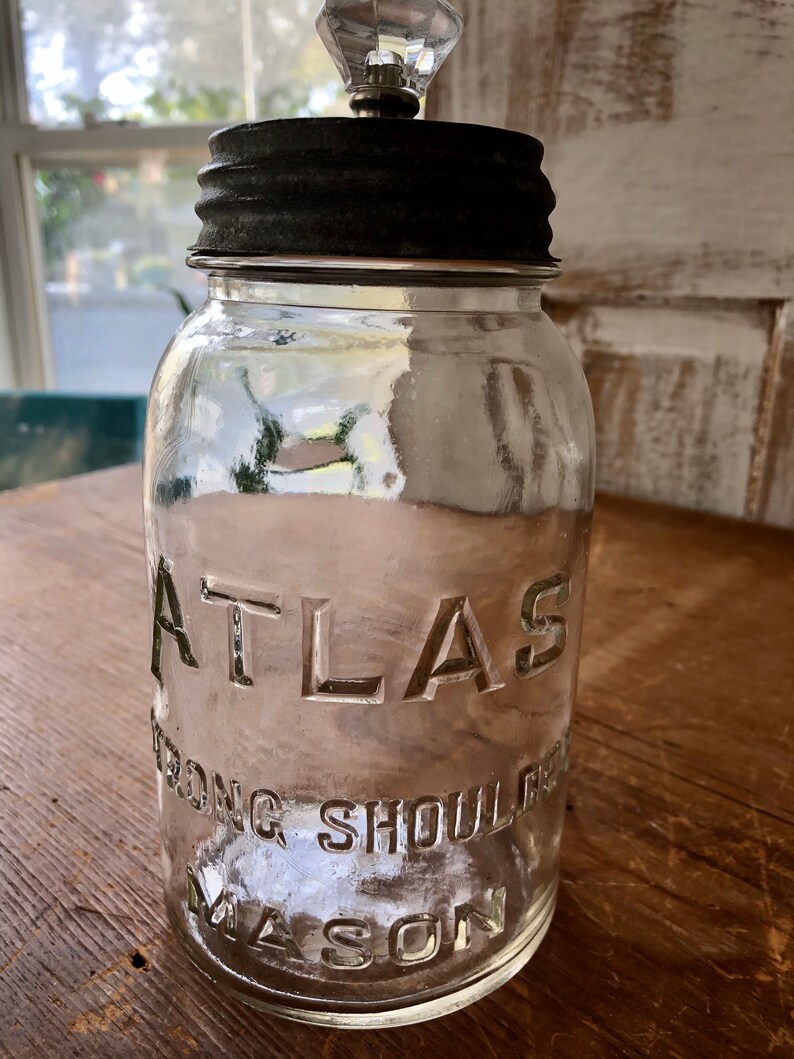 Canning Jar Atlas Vintage with zinc lid Atlas Mason Etsy
