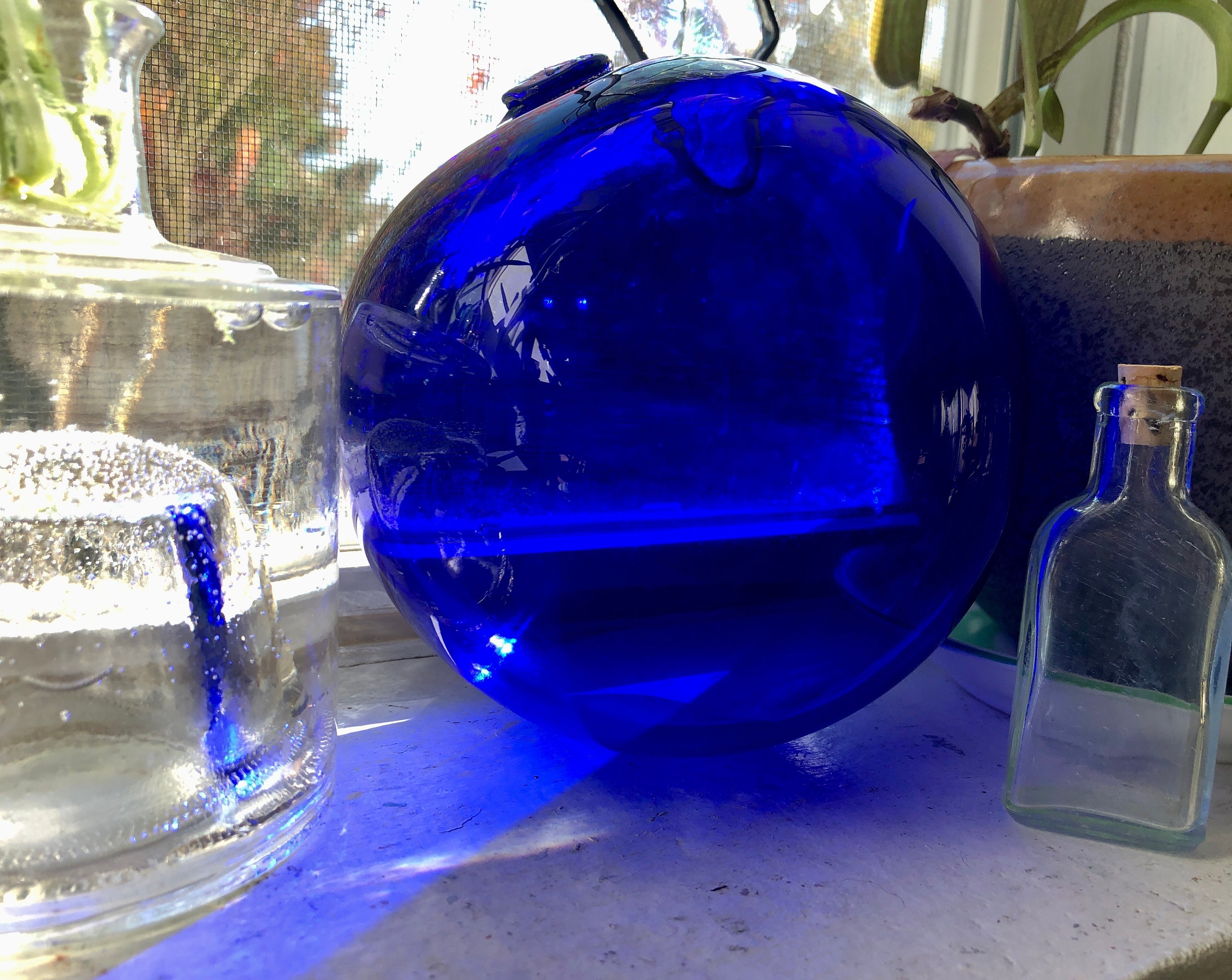Large Cobalt Fishing Float Hand Blown Glass Vintage Glass Float