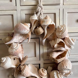 Weathered Beach Finds Wreath - All White - Broken Welk Conchs - Sun Bleached Driftwood- Oyster Shells - Small White Floats - Coastal Decor