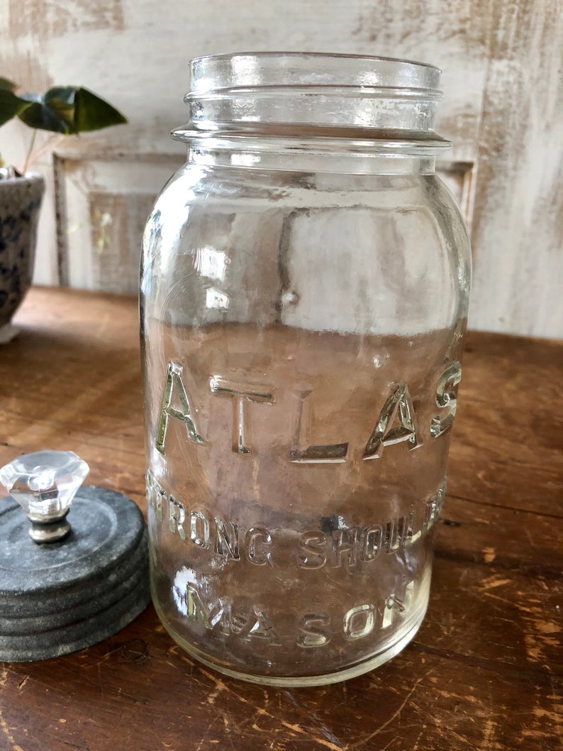 Canning Jar Atlas Vintage with zinc lid Atlas Mason Etsy