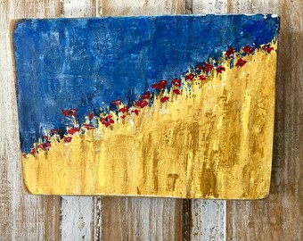 Poppies * Original Painting on Reclaimed Wood
