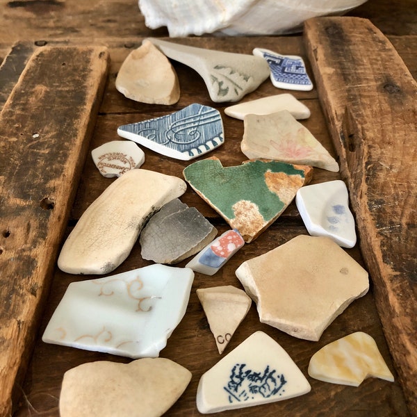 Surf Tumbled Sea Pottery and China - Weathered Naturally Broken Pottery and Pieces of China - Sea Glass - Beach Finds - Coastal Treasures -