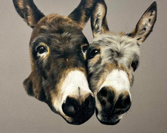 Best Of Friends Donkeys Impression giclée en édition limitée signée Art animalier