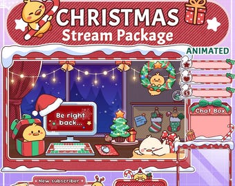 Stream Overlay Package - Ducky Christmas | Cute and Cozy Twitch Overlays | Stream Scenes | Duck Twitch Alert and Panels | Vtuber Overlays