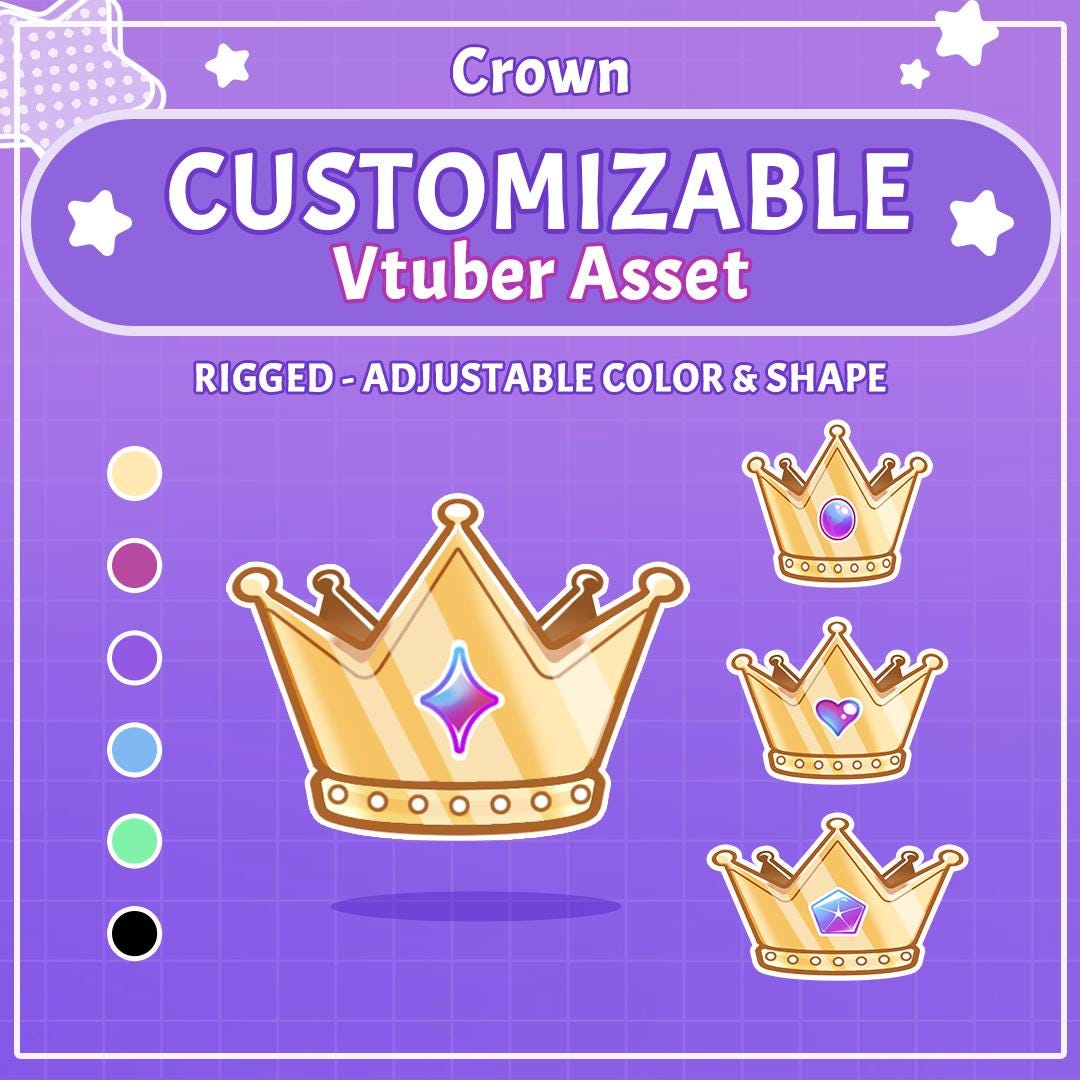 Customizable Live2d Vtuber Asset | Rigged Crown | Vtuber Head Asset for ...