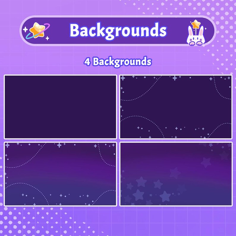 Stream And Rabbit Base Stream Overlay Package - Starry Bunnies | Cute and Cozy Twitch Overlays ...