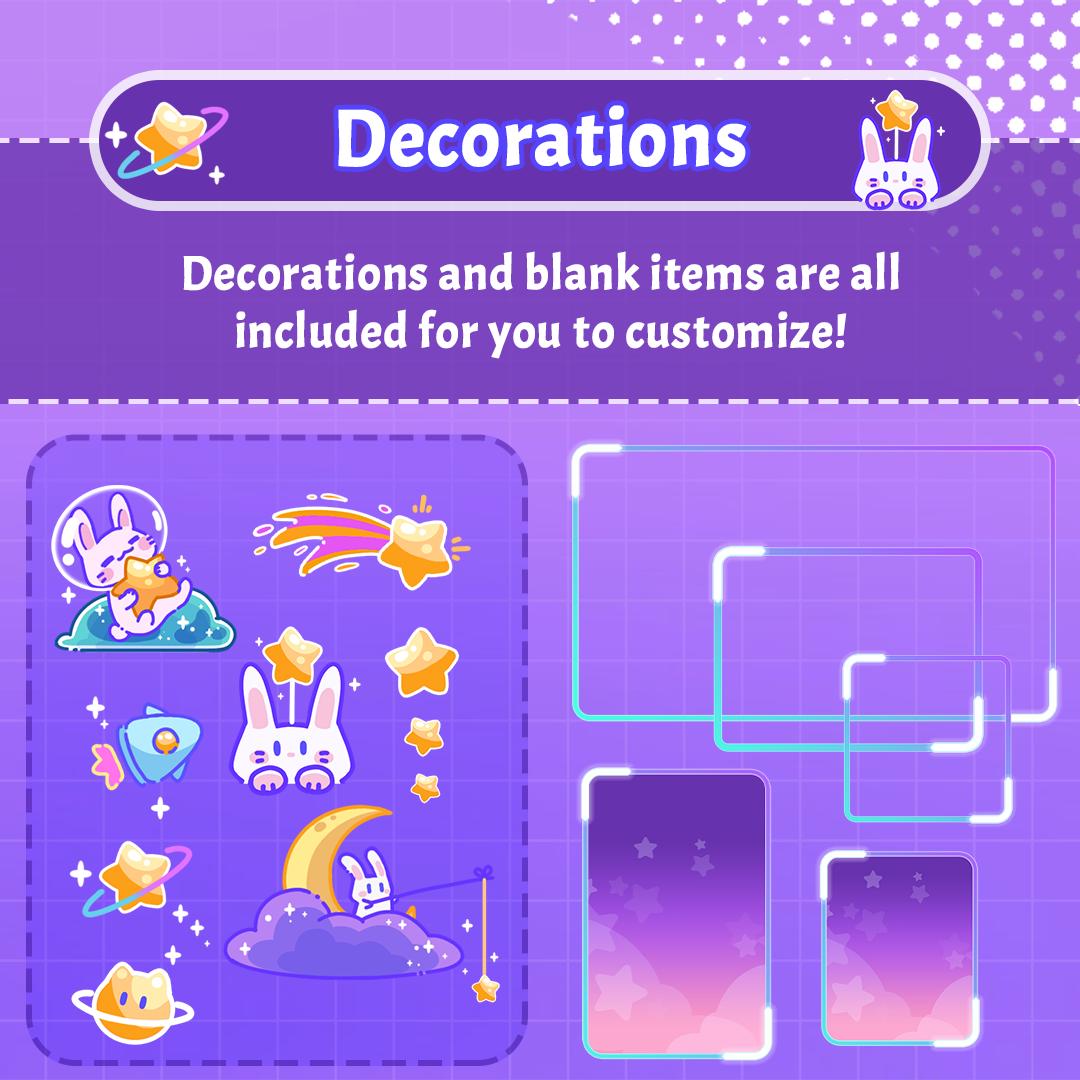 Stream And Rabbit Base Stream Overlay Package - Starry Bunnies | Cute and Cozy Twitch Overlays ...