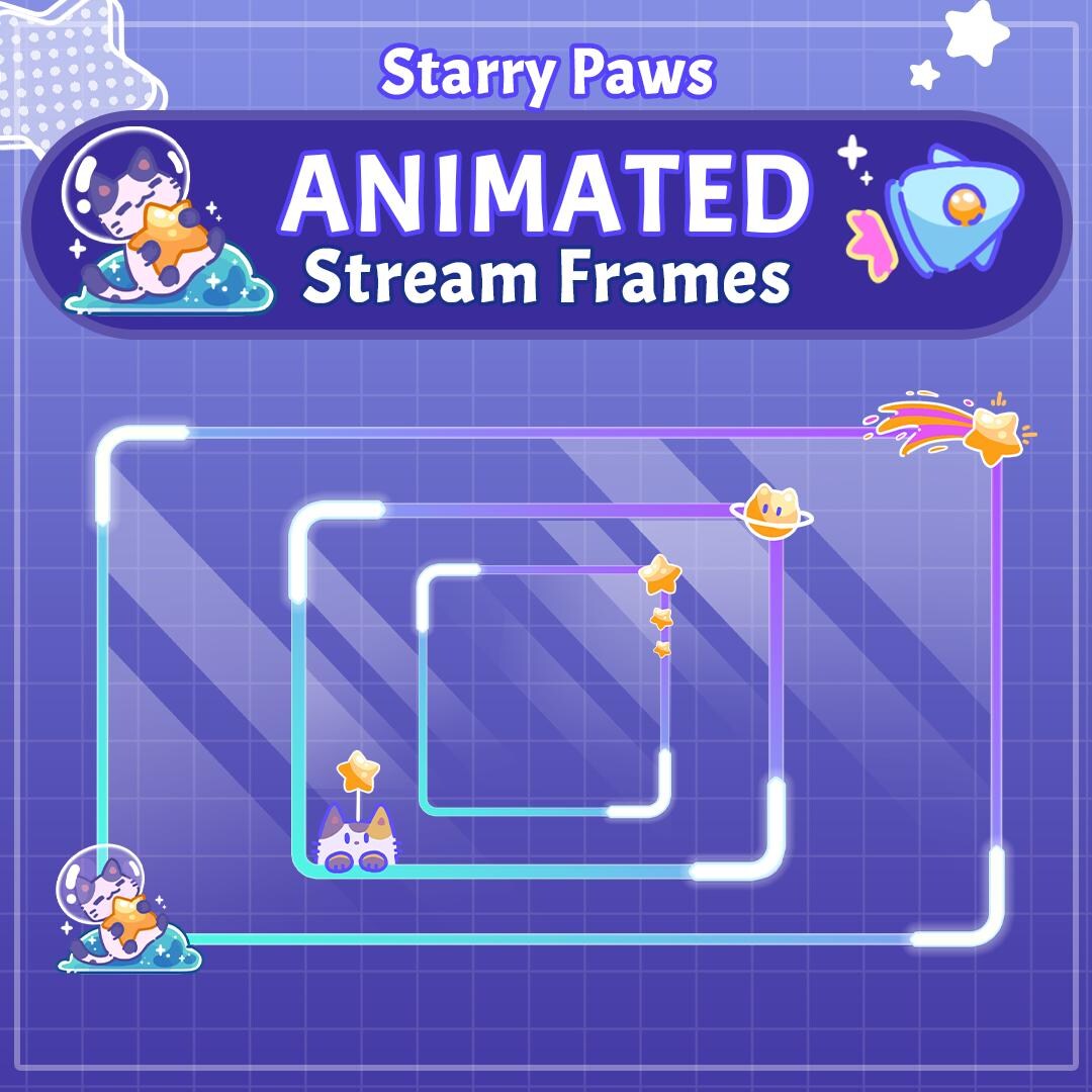 Webcam/gameplay Frame Overlays - Starry Paws | Cute and Cozy Twitch ...