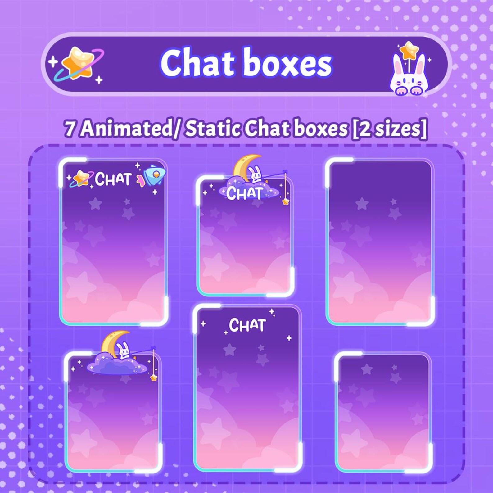 Stream And Rabbit Base Stream Overlay Package - Starry Bunnies | Cute and Cozy Twitch Overlays ...
