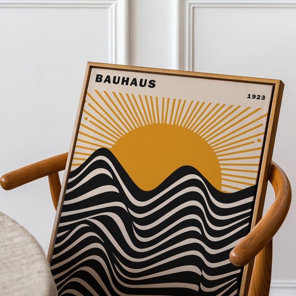 Bauhaus Print | Bauhaus Exhibition Poster | Bauhaus Yellow Wall Art | Exhibition Wall Art | Bauhaus Poster Download | Bauhaus Sun Wall Art