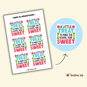 A Treat to Make the School Year Sweet Sticker Sheet • Cute School Stickers • Teacher Gift • Student Gift • Back to School • Treat Stickers